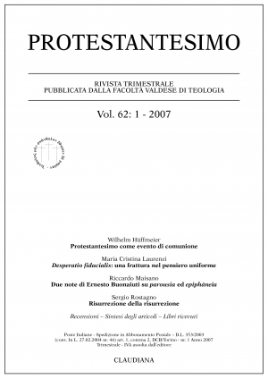 protestantesimo vol 62 : 1